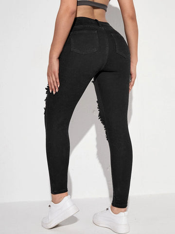 Washed Cutout Skinny Jeans Washed Cutout Skinny Jeans
