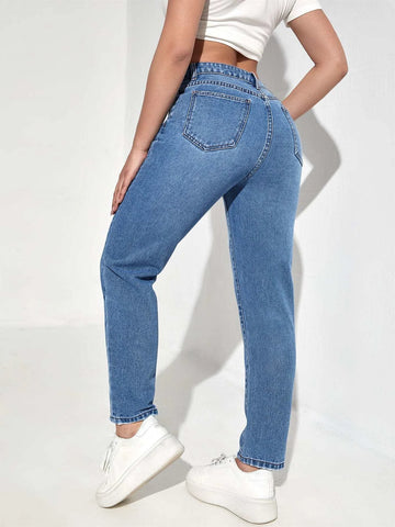 High Waist Ripped Frayed Mom Jeans High Waist Ripped Frayed Mom Jeans