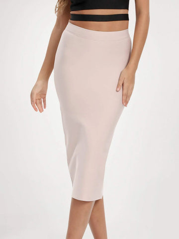 Zipper Back Split Hem Pencil Skirt Zipper Back Split Hem Pencil Skirt