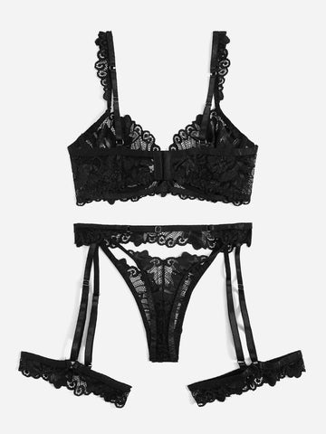 3pack Lace Garter Underwire Lingerie Set 3pack Lace Garter Underwire Lingerie Set