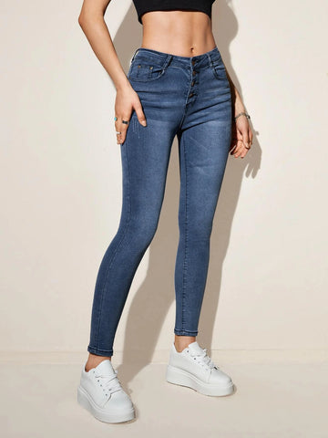 High Waist High Stretch Cat Whiskers Skinny Jeans High Waist High Stretch Cat Whiskers Skinny Jeans