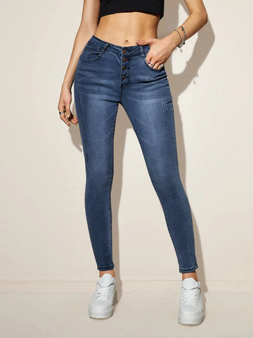 High Waist High Stretch Cat Whiskers Skinny Jeans High Waist High Stretch Cat Whiskers Skinny Jeans