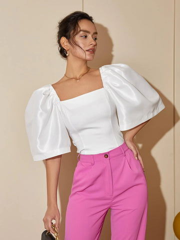Square Neck Puff Sleeve Blouse Square Neck Puff Sleeve Blouse