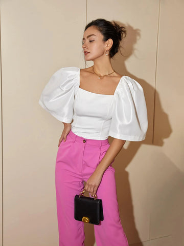 Square Neck Puff Sleeve Blouse Square Neck Puff Sleeve Blouse