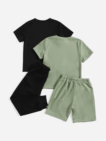 Boys Letter Graphic 2 Top & 1 Shorts & 1 Sweatpants Boys Letter Graphic 2 Top & 1 Shorts & 1 Sweatpants