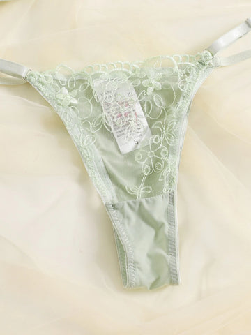 Sheer Mesh Embroidery Underwire Lingerie Set Sheer Mesh Embroidery Underwire Lingerie Set