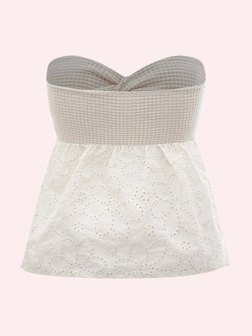 Twist Front Cutout Eyelet Embroidery Top Twist Front Cutout Eyelet Embroidery Top