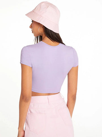 Solid Round Neck Crop Top Solid Round Neck Crop Top