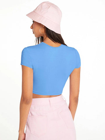 Solid Round Neck Crop Top Solid Round Neck Crop Top