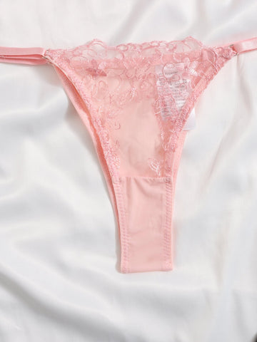 Sheer Mesh Embroidery Underwire Lingerie Set Sheer Mesh Embroidery Underwire Lingerie Set