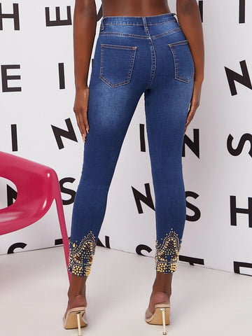 Raw Hem Rhinestone Fringe Flare Jeans Raw Hem Rhinestone Fringe Flare Jeans