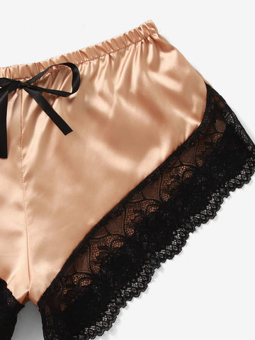 3sets Satin Contrast Lace Lingerie Set 3sets Satin Contrast Lace Lingerie Set