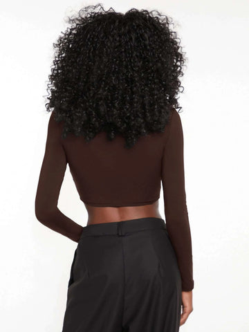 evolu Form-Fitting Mock Neck Crop Top evolu Form-Fitting Mock Neck Crop Top