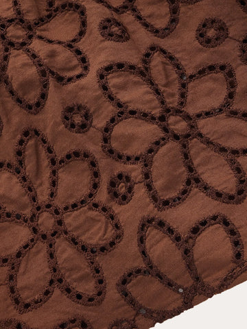 Twist Front Cutout Eyelet Embroidery Top Twist Front Cutout Eyelet Embroidery Top