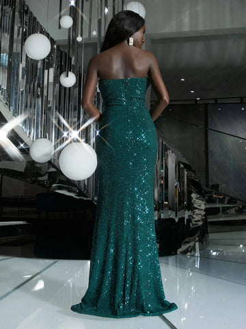 Missord Draped Front Sequins Tube Prom Dress Missord Draped Front Sequins Tube Prom Dress