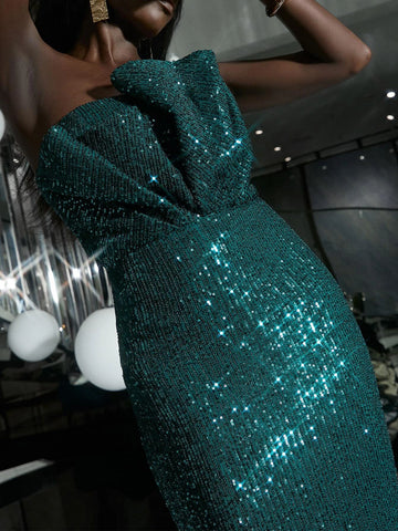 Missord Draped Front Sequins Tube Prom Dress Missord Draped Front Sequins Tube Prom Dress