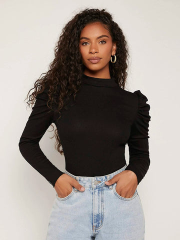 Mock-neck Gigot Sleeve Top Mock-neck Gigot Sleeve Top