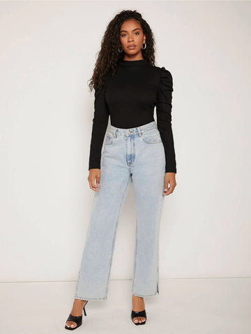 Mock-neck Gigot Sleeve Top Mock-neck Gigot Sleeve Top