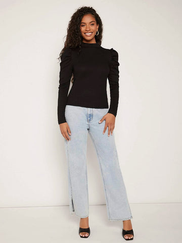 Mock-neck Gigot Sleeve Top Mock-neck Gigot Sleeve Top