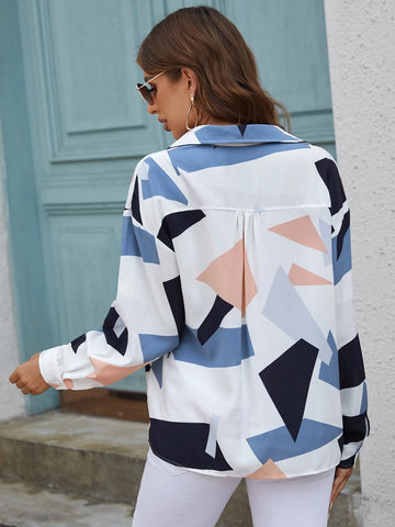 Geo Print Drop Shoulder Shirt Geo Print Drop Shoulder Shirt