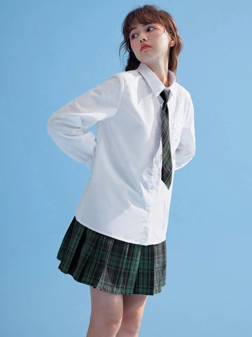 ROMWE Anime Badge Embroidery Shirt ROMWE Anime Badge Embroidery Shirt
