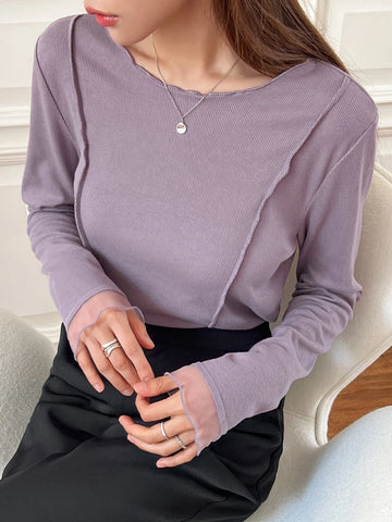 DAZY Solid Lettuce Trim Tee DAZY Solid Lettuce Trim Tee