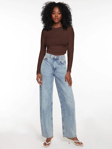 evolu Ruched Rib Knit Crop Tee evolu Ruched Rib Knit Crop Tee