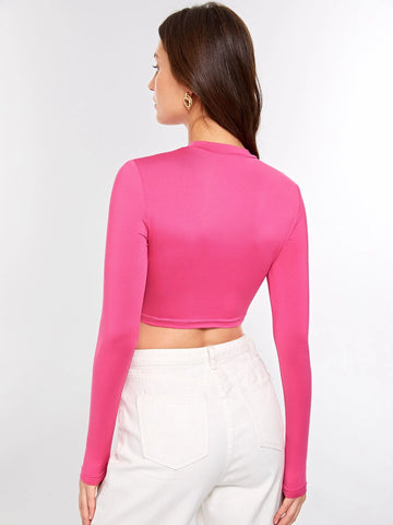 evolu Form-Fitting Mock Neck Crop Top evolu Form-Fitting Mock Neck Crop Top
