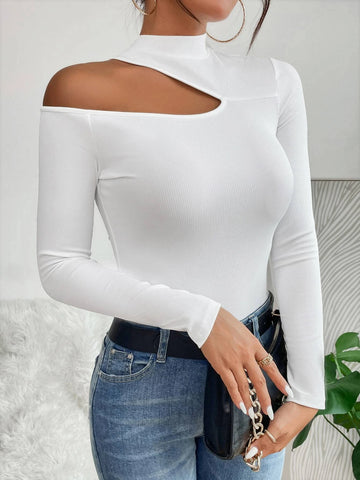 PETITE Mock Neck Cut Out Tee PETITE Mock Neck Cut Out Tee