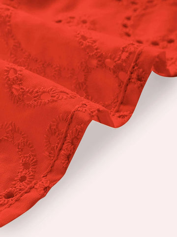 Twist Front Cutout Eyelet Embroidery Top Twist Front Cutout Eyelet Embroidery Top