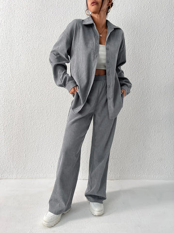 Solid Drop Shoulder Shirt & Pants Solid Drop Shoulder Shirt & Pants