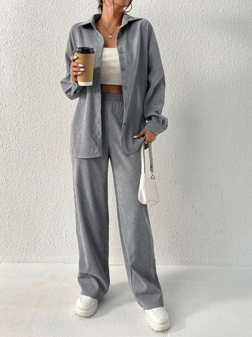 Solid Drop Shoulder Shirt & Pants Solid Drop Shoulder Shirt & Pants