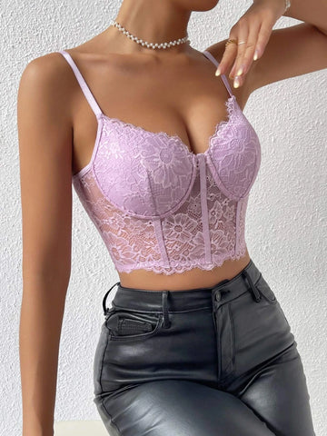 Lace Bustier Crop Cami Top Lace Bustier Crop Cami Top