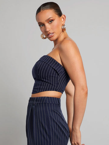 Striped Rib-knit Crop Tube Top Striped Rib-knit Crop Tube Top