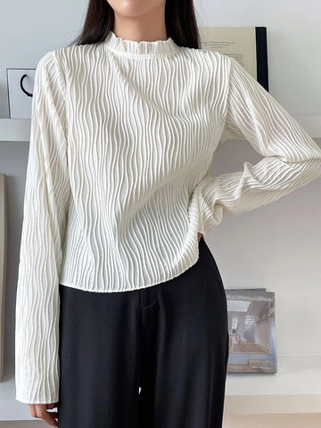 DAZY Frill Neck Keyhole Back Tee DAZY Frill Neck Keyhole Back Tee