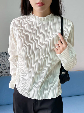 DAZY Frill Neck Keyhole Back Tee DAZY Frill Neck Keyhole Back Tee