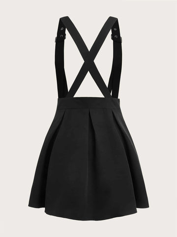 ROMWE Academia Grommet Eyelet Criss-cross Pinafore Skirt ROMWE Academia Grommet Eyelet Criss-cross Pinafore Skirt