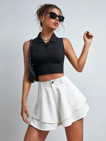 High Waist Layered Wide Leg Shorts High Waist Layered Wide Leg Shorts