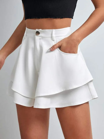 High Waist Layered Wide Leg Shorts High Waist Layered Wide Leg Shorts