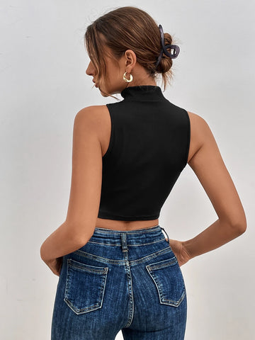 Mock Neck Crop Tank Top Mock Neck Crop Tank Top