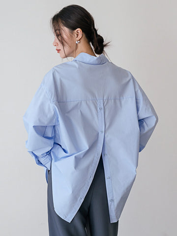 Dazy-Less Drop Shoulder Button Back Shirt Dazy-Less Drop Shoulder Button Back Shirt