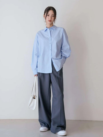 Dazy-Less Drop Shoulder Button Back Shirt Dazy-Less Drop Shoulder Button Back Shirt