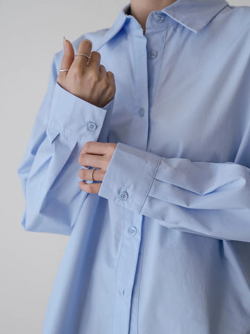 Dazy-Less Drop Shoulder Button Back Shirt Dazy-Less Drop Shoulder Button Back Shirt
