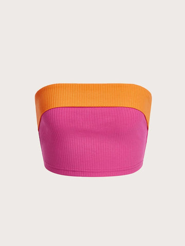 Colorblock Ribbed Knit Tube Top Colorblock Ribbed Knit Tube Top