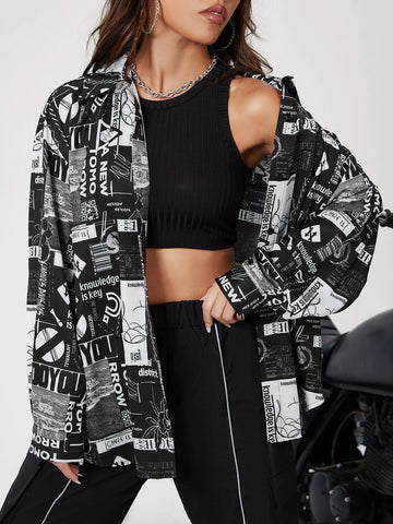 Pop Art Print Drop Shoulder Shirt Pop Art Print Drop Shoulder Shirt