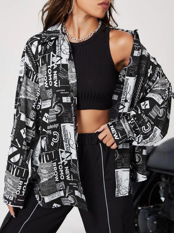 Pop Art Print Drop Shoulder Shirt Pop Art Print Drop Shoulder Shirt
