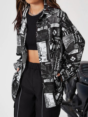 Pop Art Print Drop Shoulder Shirt Pop Art Print Drop Shoulder Shirt