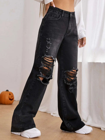 Ripped Wide Leg Jeans Ripped Wide Leg Jeans