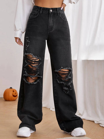 Ripped Wide Leg Jeans Ripped Wide Leg Jeans