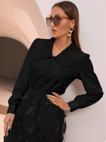 Solid Puff Sleeve Shirt Solid Puff Sleeve Shirt